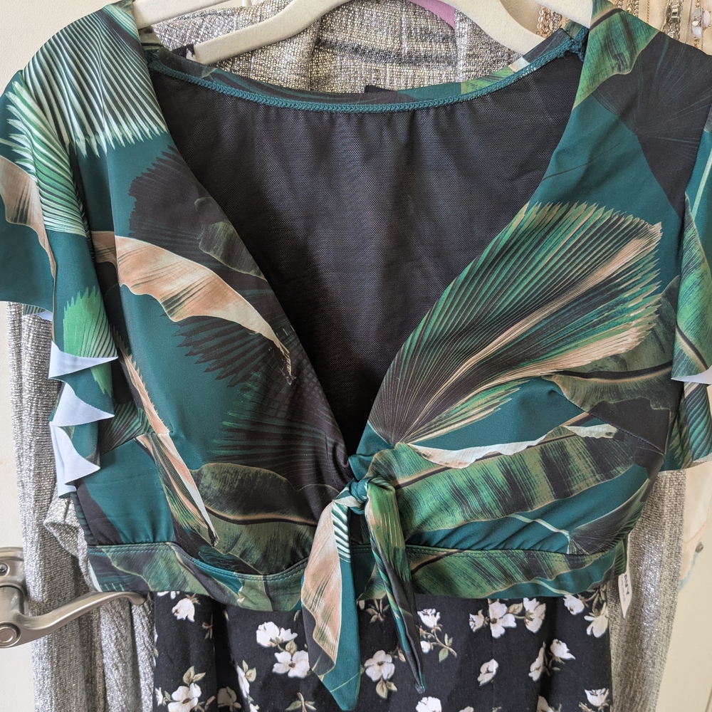 Lane Bryant Green Tie-Front Ruffled Bikini